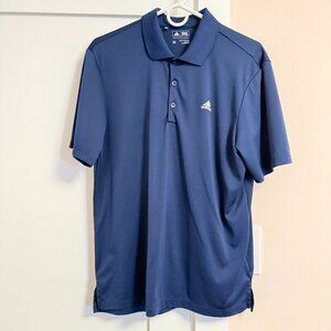 Adidas Polo Shirt Short Sleeve Blue Button Closure Size M